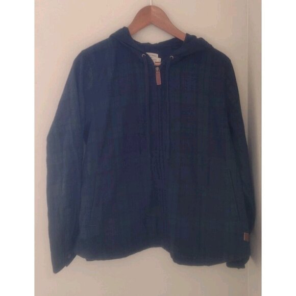 L.L. Bean Tops - L.L. Bean Scotch Plaid Flannel Shirt Relaxed Zip Hoodie